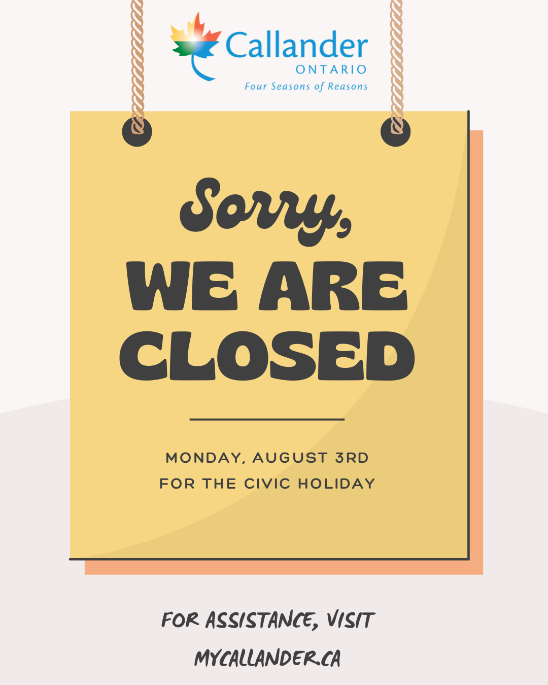 Office Closure Monday, August 3rd